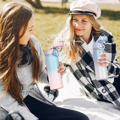 Stainless Steel Water Bottle 600ml（20oz） Insulated Water Bottle, Double Wall Stainless Steel Vacuum Bottle for Sports, Gym or Office (Blue White)