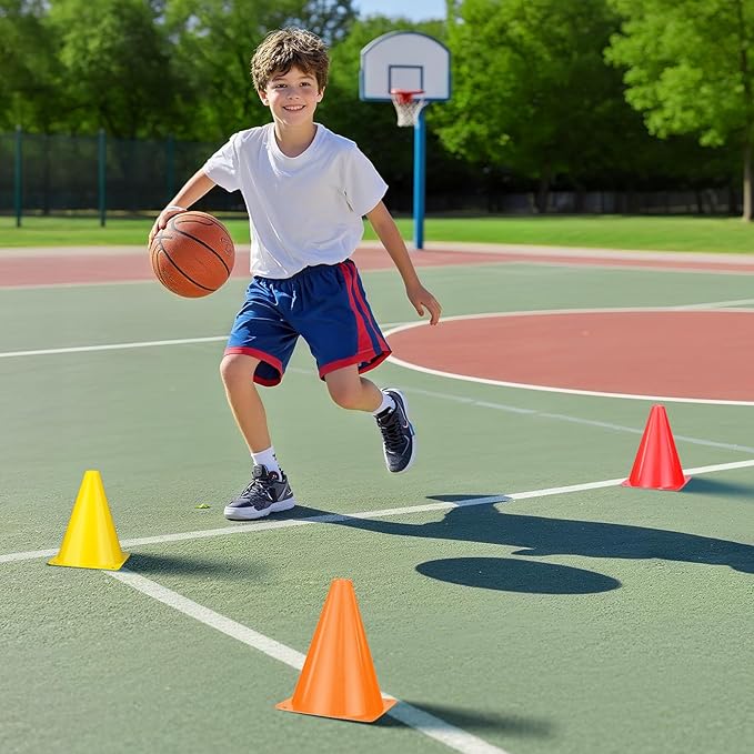 36pcs Cones 7 Inch Soccer Cones and Plastic Traffic Cones, Durable Cones for Sports Training, Ideal for Soccer, Basketball, Football, Skating, and Agility Drills Practice