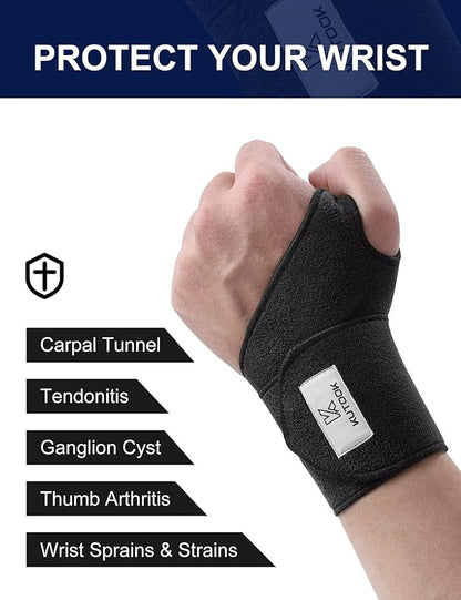 KUTOOK 2 Packs Wrist Wraps Adjustable Compression Strap and Wrist Brace Sport Support for Fitness, Weightlifting, Workout, Training, Gym, Yoga, Pain Relief, Fit for Men and Women
