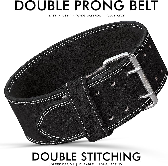 Mytra Fusion Weight Lifting Belt Double Prong Buckle Power Lifting Belt Leather Weightlifting Belt for Training Gym Workout