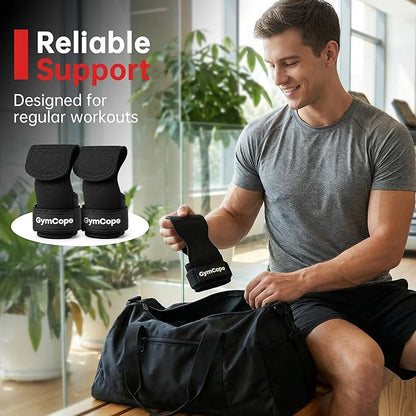 Weight Lifting Hooks for Deadlifting, Heavy Duty Deadlift Lifting Hooks with Enhanced Grip and Wrist Support, Secure Gym Hook Straps for Strength Training, Powerlifting, Bodybuilding, Pull Workouts, 1 Pair, Black
