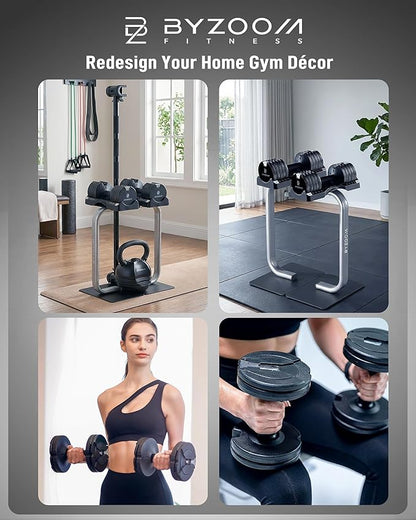 BYZOOM FITNESS Pure Series Adjustable Dumbbell - 12.5/25/27.5/75lb - ONE UNIT OR PAIR(check QTY before purchase) - 5-in-1/ 10-in-1 / 21-in-1 Flexible Hand Weights for Home Gym, Strength Training & Fitness Workouts, White OR Black