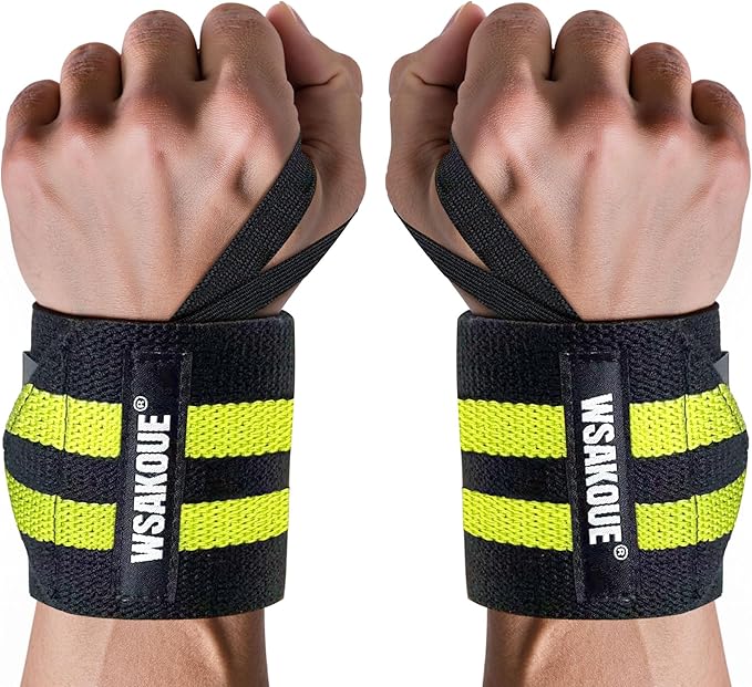 WSAKOUE Weightlifting Wrist Wraps - 18" Professional Wrist Support with Heavy-Duty Thumb Loop for Powerlifting, Bench Press & Strength Training- Adjustable Gym Wrist Straps for Men & Women