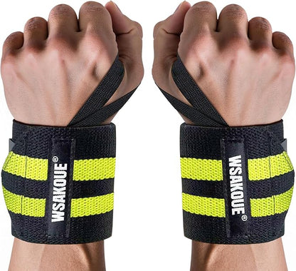WSAKOUE Weightlifting Wrist Wraps - 18" Professional Wrist Support with Heavy-Duty Thumb Loop for Powerlifting, Bench Press & Strength Training- Adjustable Gym Wrist Straps for Men & Women