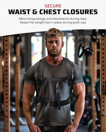 Weighted Backpack for Gym Weight Plate - for Pushups, Calf Raises, Squats, Wear on Back or Front, Fits Up to 17.5” Diameter, 2.5” Thick Plate, Padded Straps & Secure Buckles - For Home & Gym
