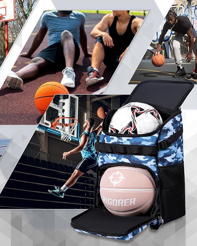 TRAILKICKER Basketball Bag Backpack with Ball Holder Multi-Sport Backpack for Soccer Volleyball Football Baseball Helmet