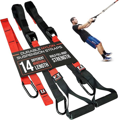 Valor Fitness Adjustable Suspension Training Straps – Portable Full-Body Workout Calisthenics EquipmentTrainer for Strength, Pilates, Home Gym, Rehab & Core Exercises with Storage Bag