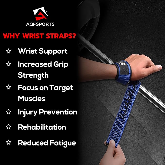 AQF Lifting Wrist Straps for Weightlifting, Powerlifting & Deadlifts – 23” Neoprene Padded Cotton Straps for Strength Training & Gym Workouts - Maximum Grip Support for Men & Women