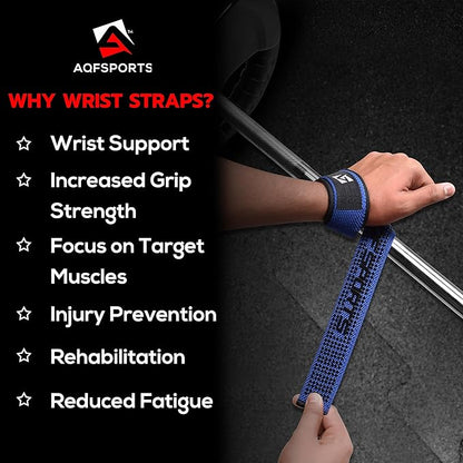 AQF Lifting Wrist Straps for Weightlifting, Powerlifting & Deadlifts – 23” Neoprene Padded Cotton Straps for Strength Training & Gym Workouts - Maximum Grip Support for Men & Women