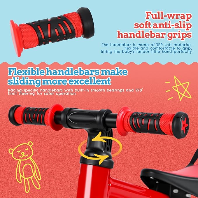 Toddler Bike, 6-in-1 Multi-Functional Kids Bicycle Convertible to Balance Bike, Trike with Training Wheels, Adjustable Saddle and All-Terrain Tires for Boys Girls Age 2-5 (Red)