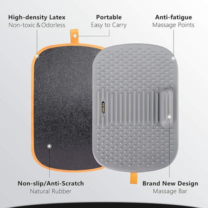 FEZIBO Standing Desk Mat with Anti Fatigue Bar, Wooden Wobble Balance Board with Ergonomic Design Comfort Floor Mat