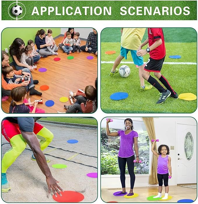 Spot Markers 9 Inch 10 Inch Non Slip Rubber Floor Markers Flat Field Cones Poly Dots for Soccer Basketball Sports Speed Agility Training and Drills