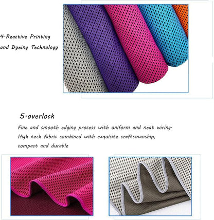 5 Pack Cooling Towel 47"x13.78"(120x35cm) Microfiber, Soft Breathable Chilly Towel Stay Cool for Yoga, Sport, Gym, Workout, Camping, Fitness, Running(5, Grey+Blue+Rose Red+Purple+Orange)