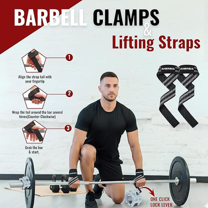 10 in 1 Barbell Pad Set for Squats & Hip Thrust – Barbell Pad with Resistance Bands, Lifting Straps, Ankle Straps & Barbell Clamps – Weightlifting Accessories Kit for Home Gym