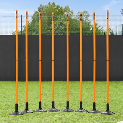 FORZA Slalom Agility Poles | Improve Endurance, Speed & Footwork | Color, Size & Rubber Base Options Available [8 Pack]