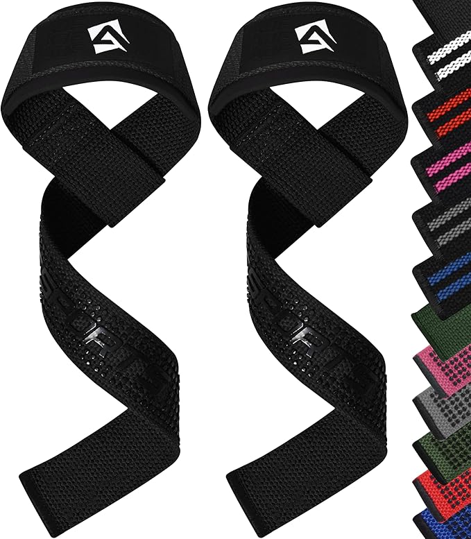 AQF Lifting Wrist Straps for Weightlifting, Powerlifting & Deadlifts – 23” Neoprene Padded Cotton Straps for Strength Training & Gym Workouts - Maximum Grip Support for Men & Women