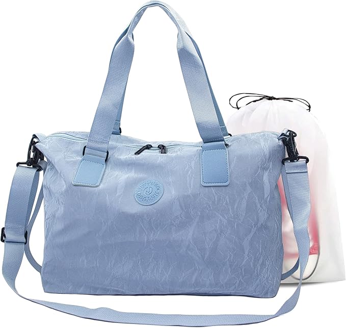 Gym Bag for Men & Women with Shoe Wet Bag - Waterproof Duffle Bag for Travel, Sports, Fitness & Workout (Lake Blue)