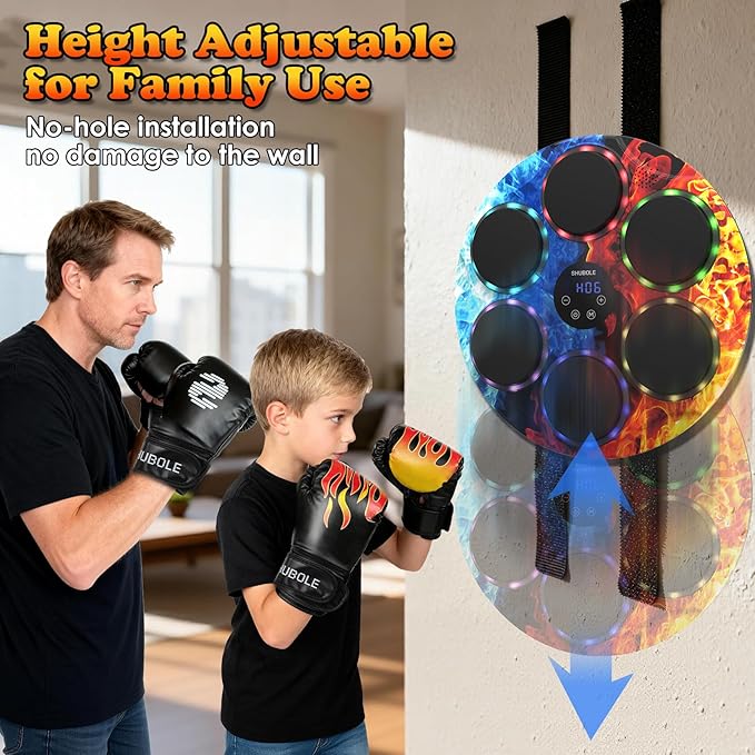 Music Boxing Machine with Gloves - Wall Mounted Punching Trainer for Adults & Kids, 9-Speed Punch Game, Wall Boxing Punching pad, 2025 Upgrade Gifts for Boys Age 6+