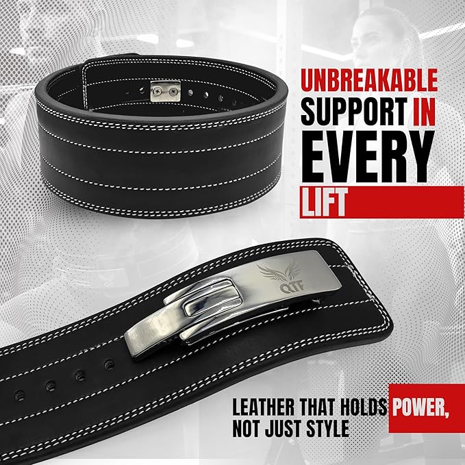 QTF'S Weight Lifting Lever Belt For Men and Women Made of Thick Leather Gym Training Belt Ideal for Weightlifting and Bodybuilding Squats and Deadlifts