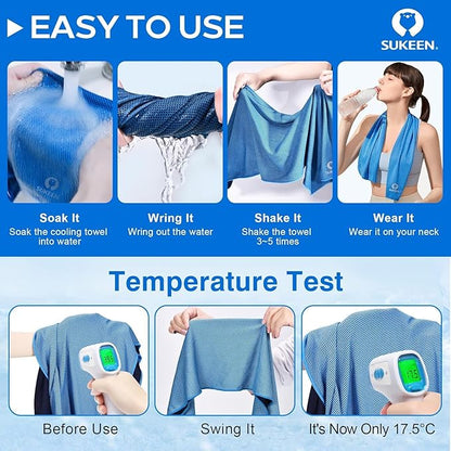 Sukeen Cooling Towel,Instant Evaporative Cooling for Sports,Yoga,Golf,Gym,Neck,Workout and More(40”x 12”)