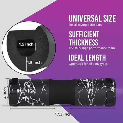 Barbell Pad Squat Pad for Lunges and Squats - Hip Thrust Pad for Standard and Olympic Bars - Provides Cushion to Neck and Shoulders While Training