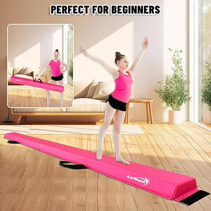 MARFULA 6 FT / 8 FT / 9 FT / 10 FT Folding Gymnastic Balance Beam for Kids with Carry Bag for Home and Club Use