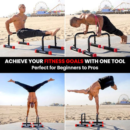 Rubberbanditz Parallette, Parallel Bars & Dip Station, Home Gym Essentials for L-Sit, Calisthenics, and Upper Body Workouts, Heavy Duty Ideal for Push Ups, Dips, Handstands & Gymnastics | Pack 1