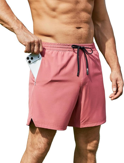 Men 2 in 1 Running Shorts with Compression Liner 5" 7" Quick Dry Workout Athletic Shorts with Pockets Towel Loop