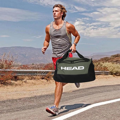 HEAD 45L Waterproof Gym Duffle Bag for Men, Large Capacity Sports Bag with Shoe Compartment & Dry Wet Pocket, Durable Crossbody Weekender Bag for Tennis, Workout, Fitness, Overnight Travel