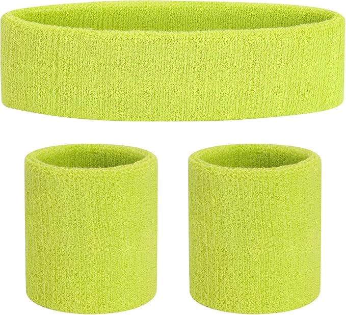 ONUPGO Sweatband Set Sports Headband Wristband Set Sweatbands Terry Cloth Wristband Wrist Sweatband Headbands Moisture Wicking Sweat Absorbing Head Band