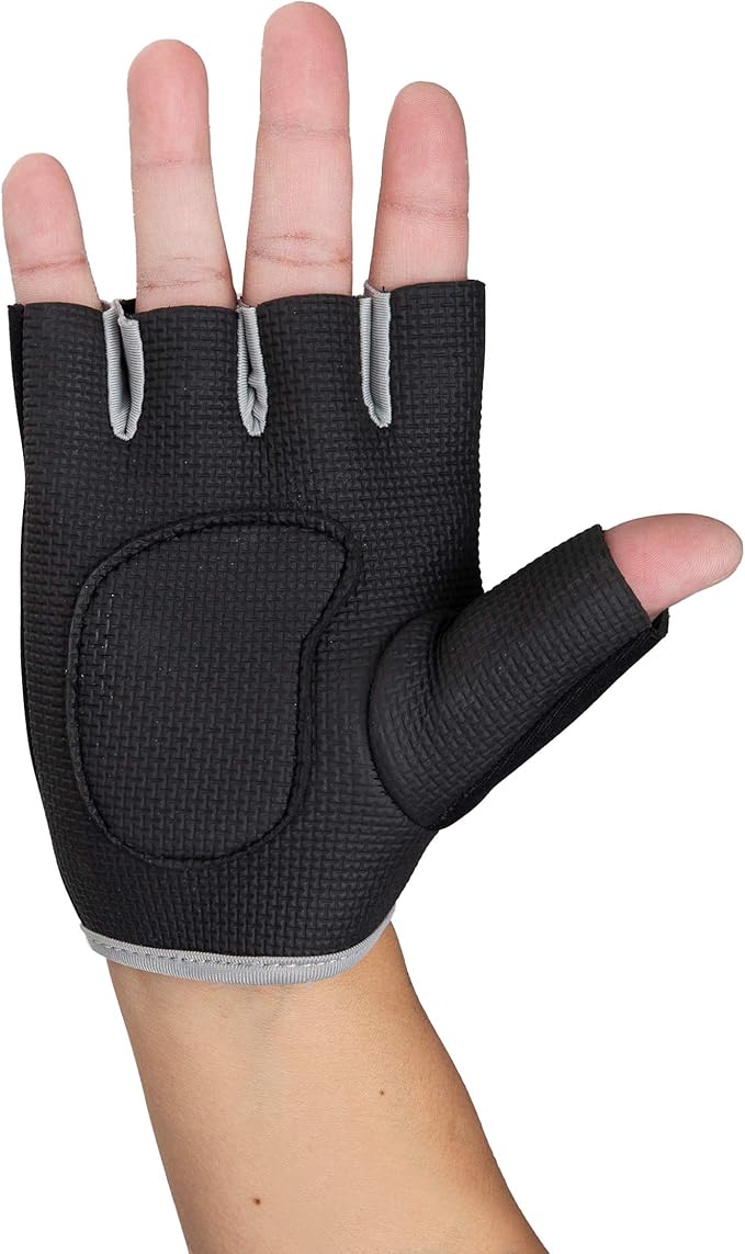 Mind Reader Workout Glove Set, Open Finger, Wrist Support for Men and Women, Textured Non-Slip Grip for Sports, Lifting Weights, Gym Fitness, XL, Grey