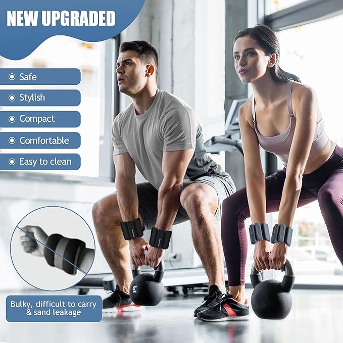 Ankle Weights Set of 2 (1 lb/2 lb Each) for Women Men Adjustable Wrist Bracelet for Home Gym Weighted Bangles Wristbands Leg Arm Weights for Walking Swimming Running Pilates Yoga Gym