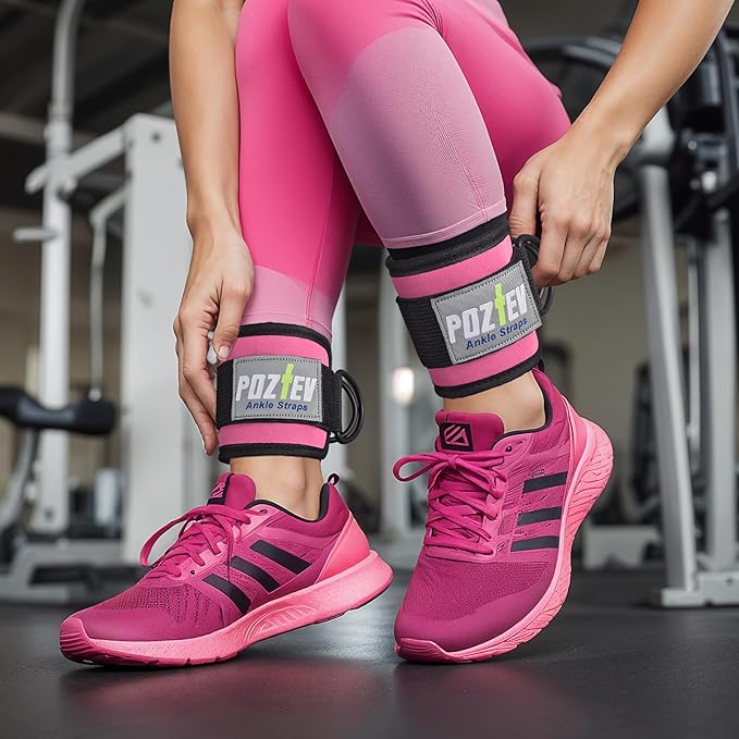 Ankle Straps for Cable Machine (PAIR) – Adjustable Padded Cuff Leg Straps Attachment, Ideal for Glute Workouts Leg Training Kickbacks Hip Abductors Booty Building & Lower Body Fitness