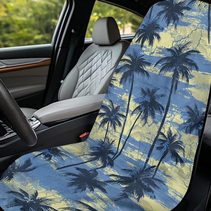 Bulopur Tropical Palm Tree Car Seat Towel Cover Waterproof Sweat Towel Car Seat Cover Anti-Slip Bucket Seat Protector for Swimming Pool Camping Beach Yoga Towels Mat