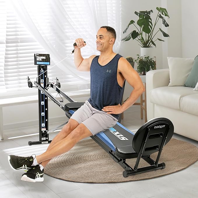 Total Gym Home Workout Machine, XLS Exercise Equipment w/ Squat Stand, Leg Pull & Ankle Cuffs - Adjustable and Portable Fitness Machine for Body Weight Training