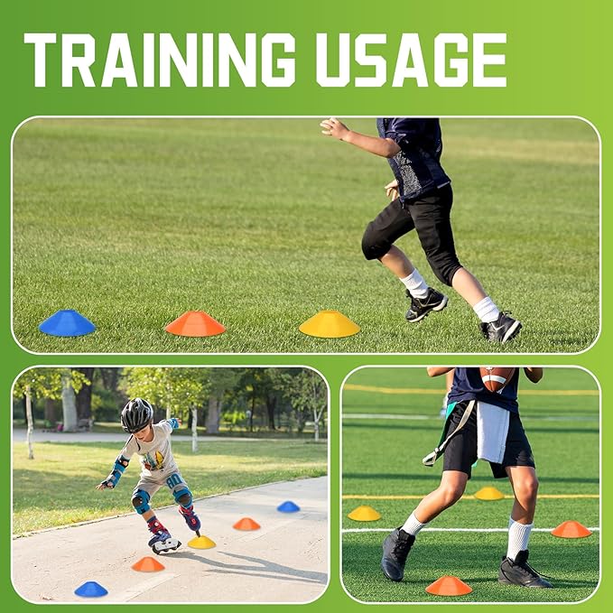 60/120 Pack Soccer Training Cones, Football Sport Cones Training Field Marker Agility Cones with Carry Bag and Holder for Drills, Basketball, Coaching, Practice Equipment, 5 Color