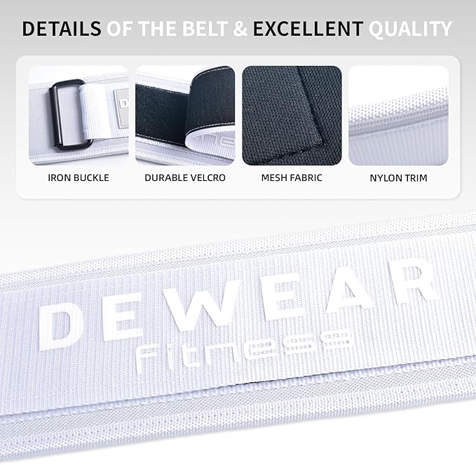 Durable Weight Lifting Belt, 4'' Wide Gym Belt for Bodybuilding, Powerlifting, Squats, Deadlift - Provides Lumbar Support & Stability for Men & Women