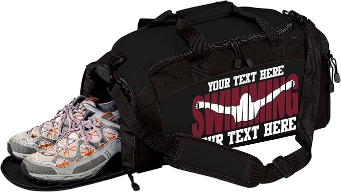 Personalized Swim Team Duffel Bag with Custom Name – Waterproof Swimming Gear Bag for Youth & Adults – Large Pool Bag with Shoe Compartment & Wet Pocket