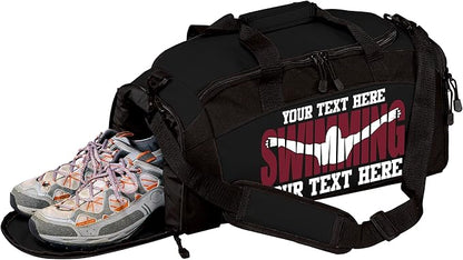 Personalized Swim Team Duffel Bag with Custom Name – Waterproof Swimming Gear Bag for Youth & Adults – Large Pool Bag with Shoe Compartment & Wet Pocket
