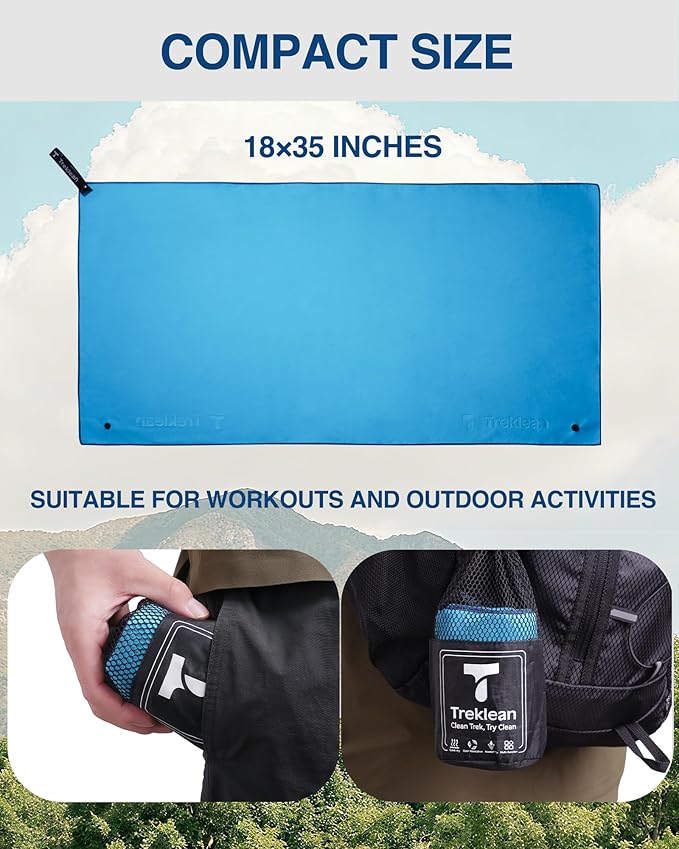Quick Dry Towel for Body,35" x 18" Travel Towel Fast Drying Lightweight Camping Towel for Swimming,Gym,Yoga and Other Sports(Hawaiian Blue,1 Pack)