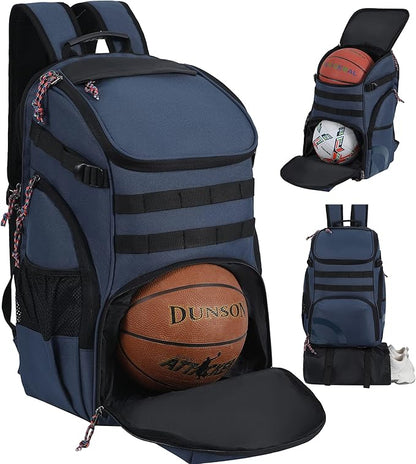 TRAILKICKER Basketball Bag Backpack with Ball Holder Multi-Sport Backpack for Soccer Volleyball Football Baseball Helmet