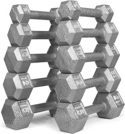 HolaHatha Hexagonal Dumbbell Weights Set, Home Gym Equipment Set, Portable Weighted Exercise Dumbbells for Fitness, Training, and Lifting Workouts