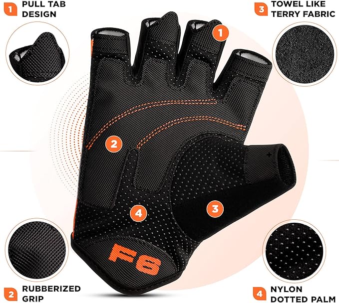 RDX Weight Lifting Gloves Gym Fitness Workout, Anti Slip Padded Palm Elasticated Strength Training Equipment Men Women Half Finger Exercise Bodybuilding Calisthenics Cycling Rowing Climbing