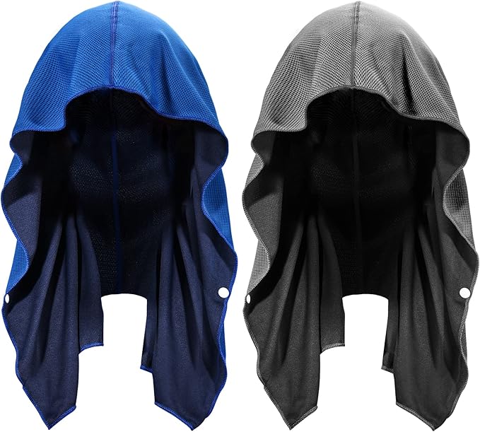 Sukeen Cooling Hoodie Towel for Men, Quick Drying Cooling Towels for Neck and Face, Cooling Head Towels Stay Chill Towel, Sport Workout Cooling Neck Wrap for Hot Weather