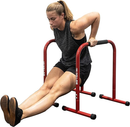 Valor Fitness Non-Slip Dip Station Stands – Bodyweight Exercise Equipment for Dips, L-Sits, Rows, Push-Ups, Pull-Ups Uppr Body Workout - Home Gym Strength Training