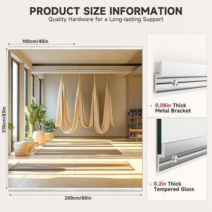 83"x40" 2-Piece Home Gym Mirror Set, Large Full Body Wall-Mounted Workout Mirror, 4MM Tempered Glass for Yoga, Pilates, Dance Studio with Installation Kit