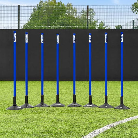 FORZA Slalom Agility Poles | Improve Endurance, Speed & Footwork | Color, Size & Rubber Base Options Available [8 Pack]