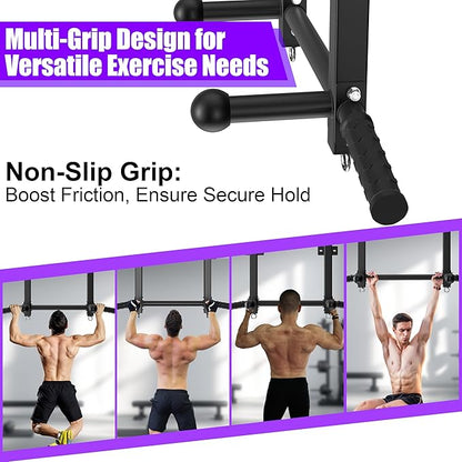 Joist Mounted Pull Up Bar, 650lbs Heavy Duty Strength Training Pullup Bars, Multi-Grip Chin Up Bar for Home Gym, Garage & Basement Ceiling Beam Installation