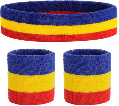 ONUPGO Sweatband Set Sports Headband Wristband Set Sweatbands Terry Cloth Wristband Wrist Sweatband Headbands Moisture Wicking Sweat Absorbing Head Band