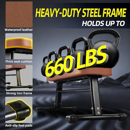 Flat Weight Bench, 2.4 Inch Thick Pad Workout Bench 660 LBS Bench Press Exercise Equipment for Home Gym Strength Weight Training